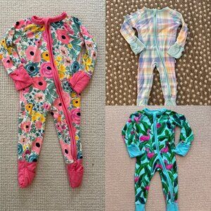 Little Sleepies Bundle, 0-3 months (Palm Springs, Pastel Plaid + Secret Garden)